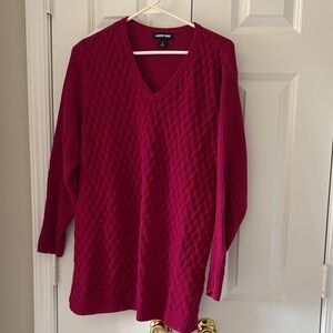 Lands' End Fuchsia V-Neck Sweater long large